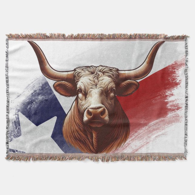 Texas longhorn cow throw blanket (Front)
