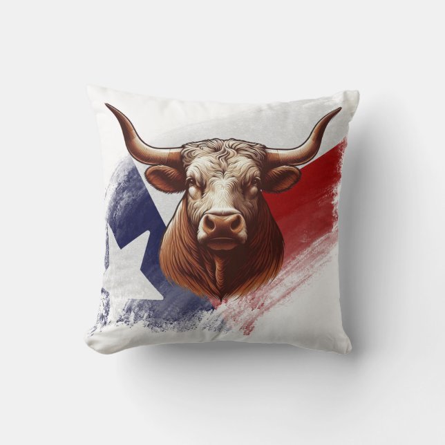 Texas longhorn cow throw pillow (Front)