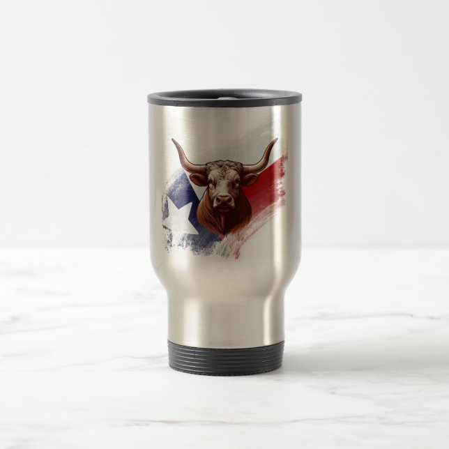 Texas longhorn cow travel mug (Center)