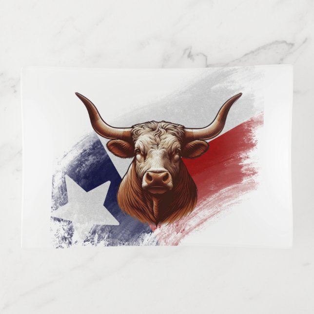 Texas longhorn cow trinket tray (Front)