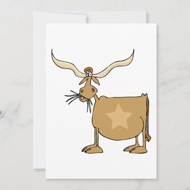 Texas Longhorn Cow with Star Invitation (Front)