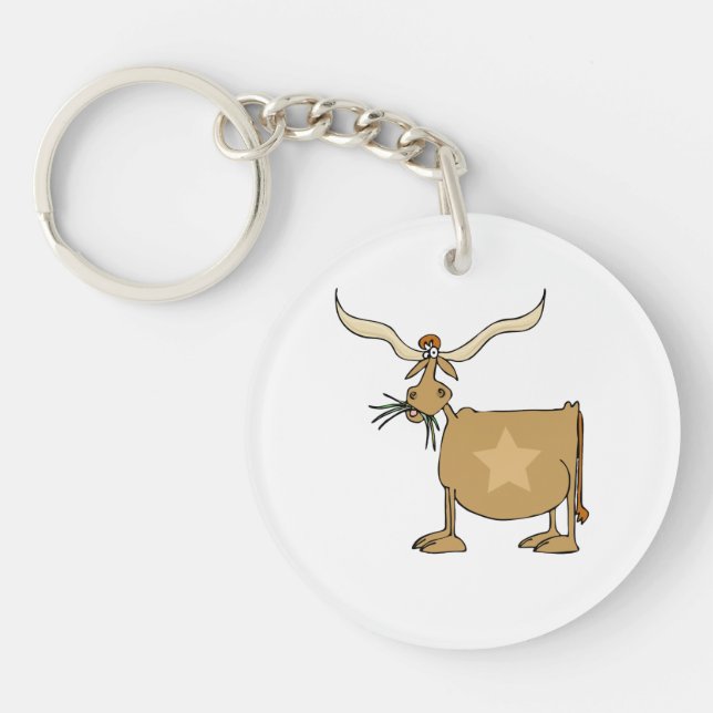 Texas Longhorn Cow with Star Keychain (Front)