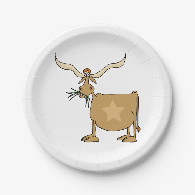 Texas Longhorn Cow with Star Paper Plates (Front)