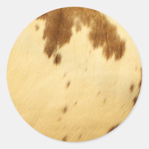 Texas Longhorn Cowhide Animal Fur Print Pattern Classic Round Sticker