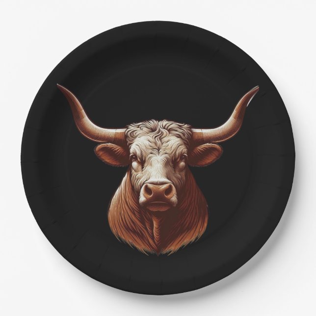 Texas Longhorn Paper Plates (Front)