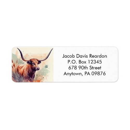 Texas Longhorn Return Address Label