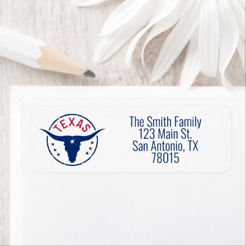 Texas Longhorn Return Address Label