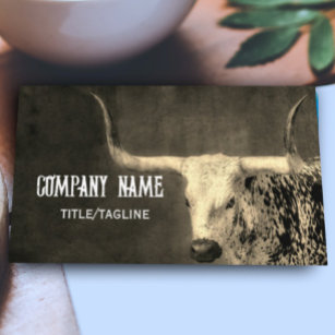 Texas longhorn rustic country sepia custom  business card