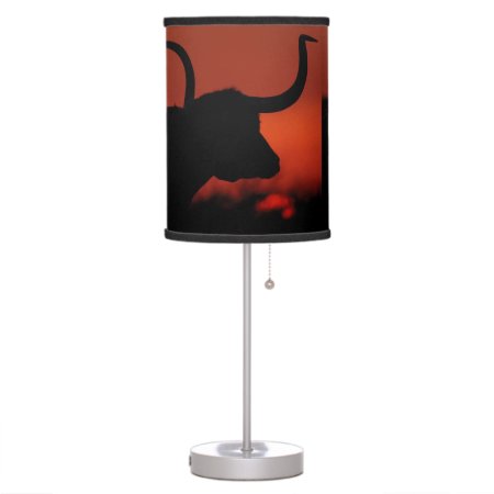 Texas Longhorn Scarlet Sunset Table Lamp