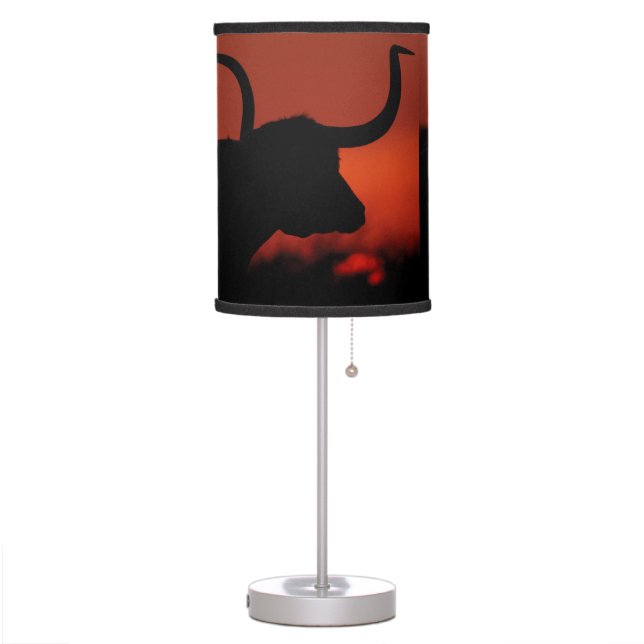 Texas Longhorn scarlet sunset Table Lamp (Left)