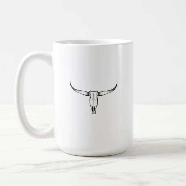 Texas Longhorn Skull Coffee Mug (Left)