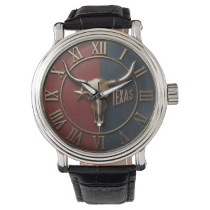 Texas Longhorn Split Flag Gold Watch
