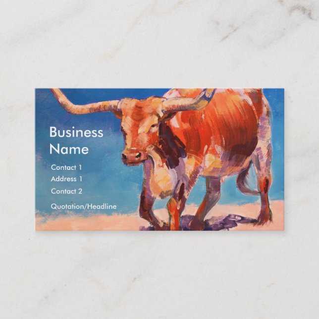 Texas Longhorn Steer Cow Painting Business Cards (Front)