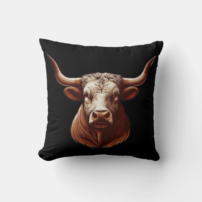 Texas Longhorn Throw Pillow (Front)