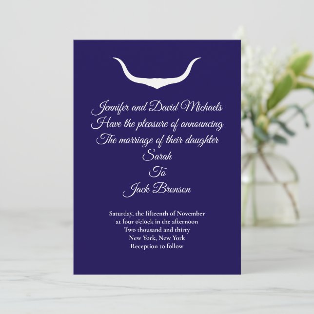 Texas Longhorn Wedding Invitation (Standing Front)