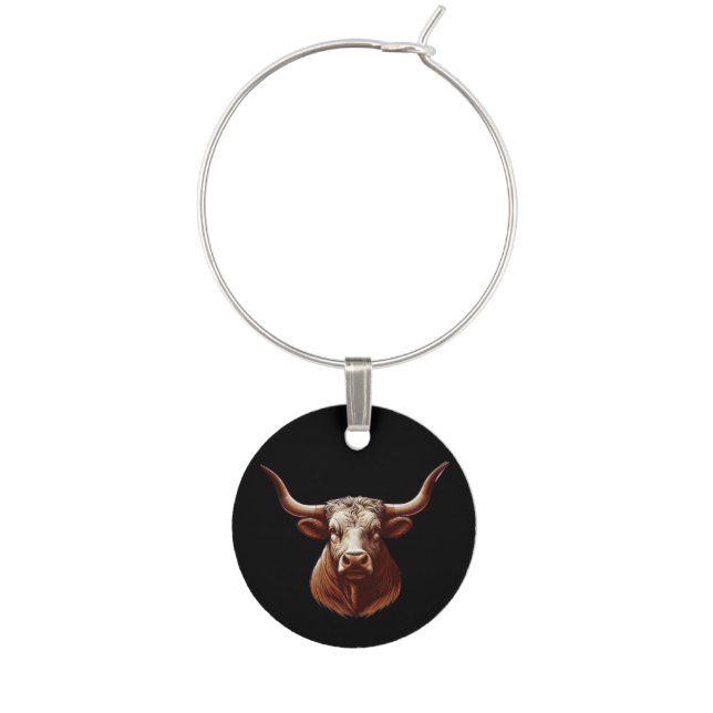 Texas Longhorn Wine Charm (Front)