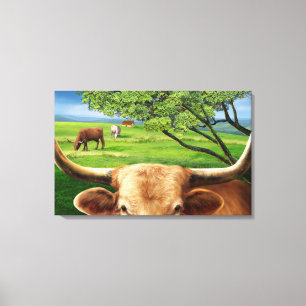 Texas Longhorn Wrapped Canvas Print