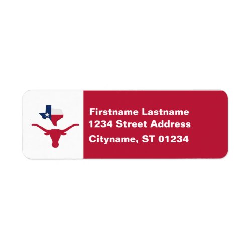 Texas Longhorns and the Flag on a Return Address Label