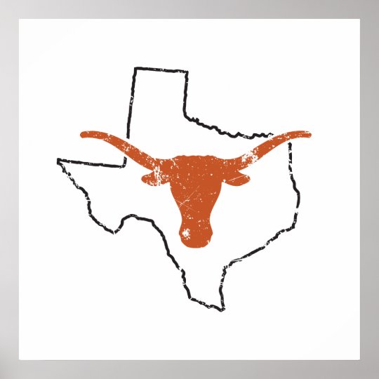 Texas Longhorns State Love Poster | Zazzle.com