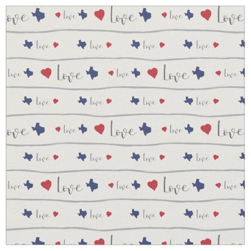 Texas Love and Hearts Pattern Fabric