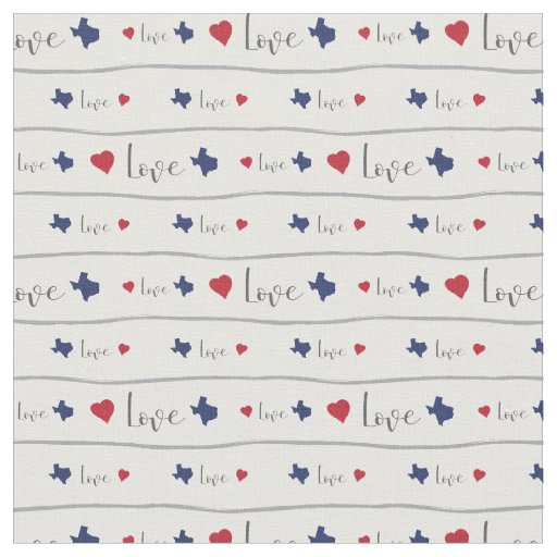 Texas Love and Hearts Pattern Fabric