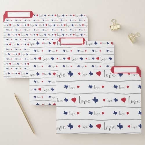 Texas Love and Hearts Pattern File Folder