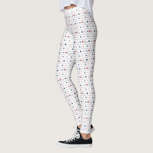 Texas Love and Hearts Pattern Leggings