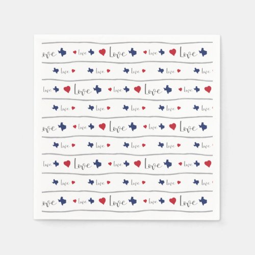 Texas Love and Hearts Pattern Napkins