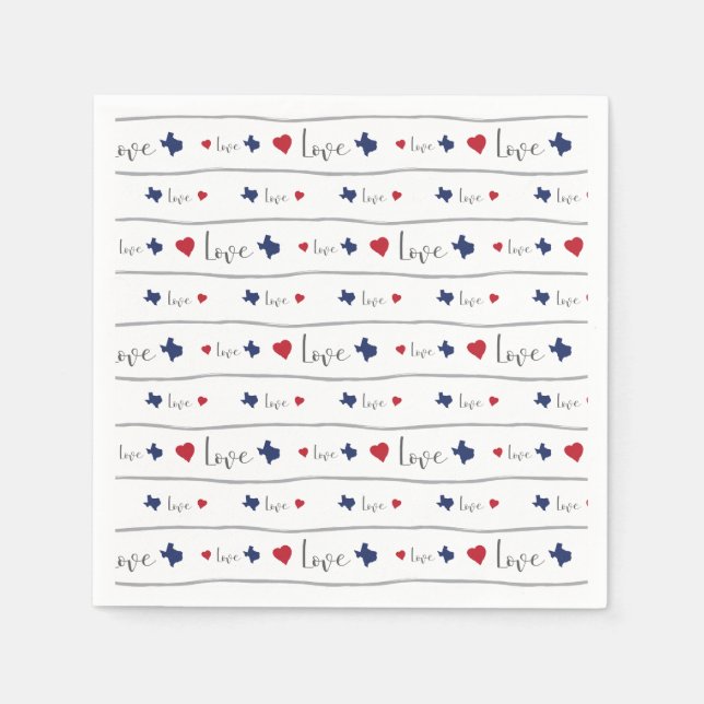 Texas Love and Hearts Pattern Napkins (Front)
