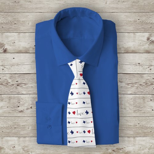 Texas Love and Hearts Pattern Neck Tie