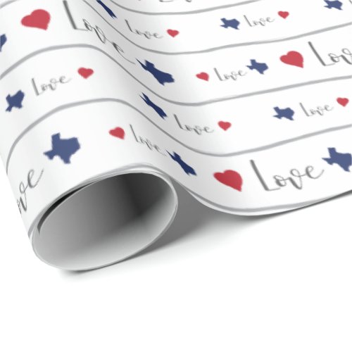 Texas Love and Hearts Pattern Wrapping Paper