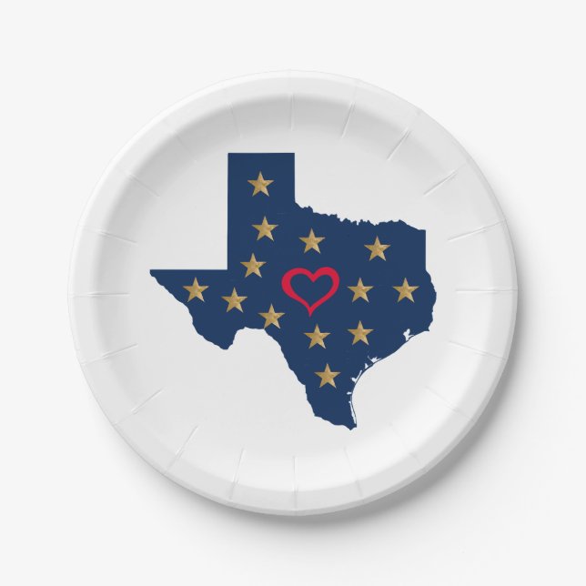 Texas Love and Shining Stars in the Lone Star Stat Paper Plates (Front)