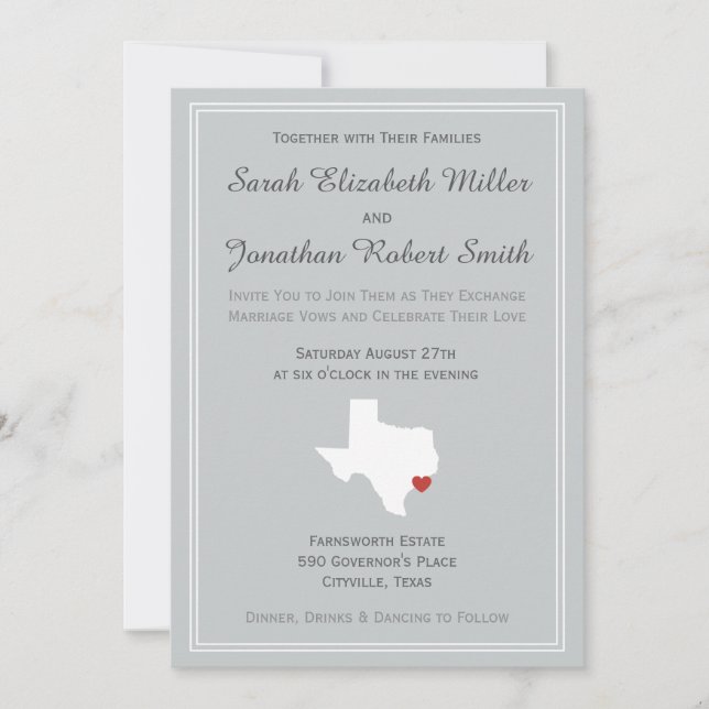 Texas Love - Customizable Wedding Invitation (Front)