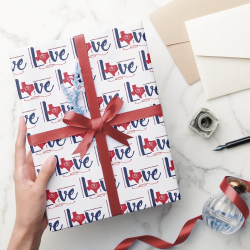 Texas Love _ Hearts  Dots Wrapping Paper