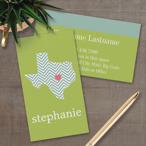 Customizable Texas Love with Custom Heart and Family Name Business Card