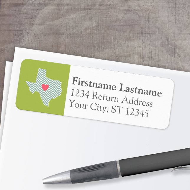 Texas Love with Custom Heart and Family Name Label (Custom Return Address Label)
