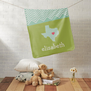 Texas Love with Custom Heart and Family Name Receiving Blanket