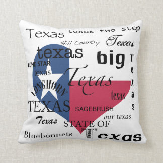 Texas Love-Word-cloud+Texas Heart Shaped Flag Throw Pillow