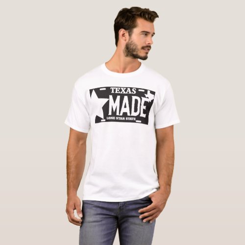 Texas Made Lone Star License Plate_Black T_Shirt