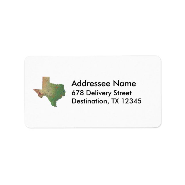 Texas Map Address Label (Front)