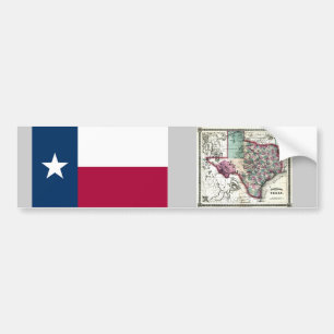 Texas Map and State Flag Bumper Sticker
