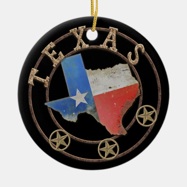 Texas Map Barn Art  Ceramic Ornament (Front)