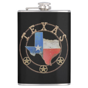 Texas Map Barn Art  Flask