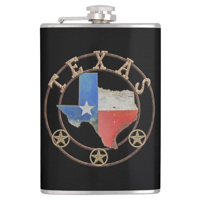 Texas Map Barn Art  Flask (Front)