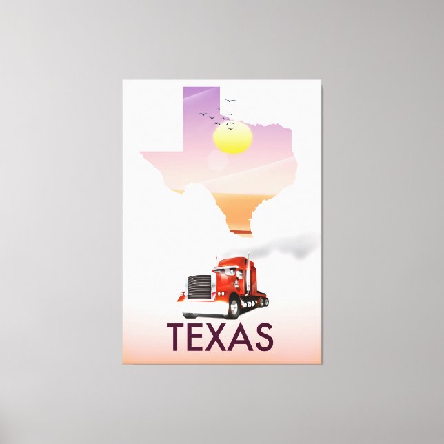 Texas Map Big Rig Canvas Print (Front)