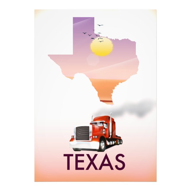 Texas Map Big Rig Photo Print (Front)
