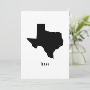 Texas Map - Black and White Modern Texas Map Invitation