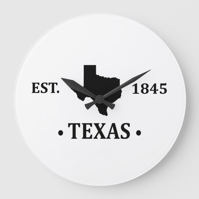 Texas map black the lone star state large clock (Front)
