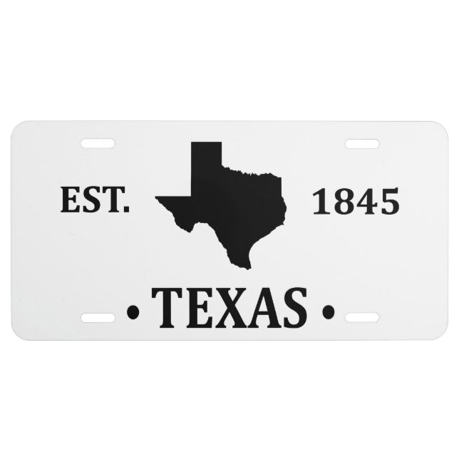 Texas map black the lone star state license plate (Front)