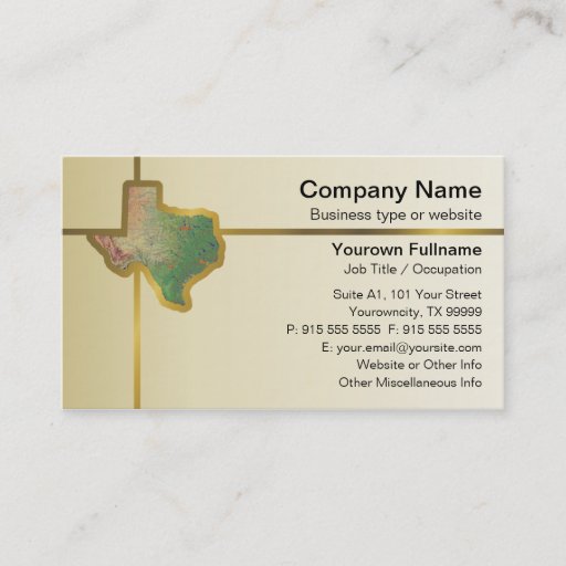 Customizable Texas Map Business Card